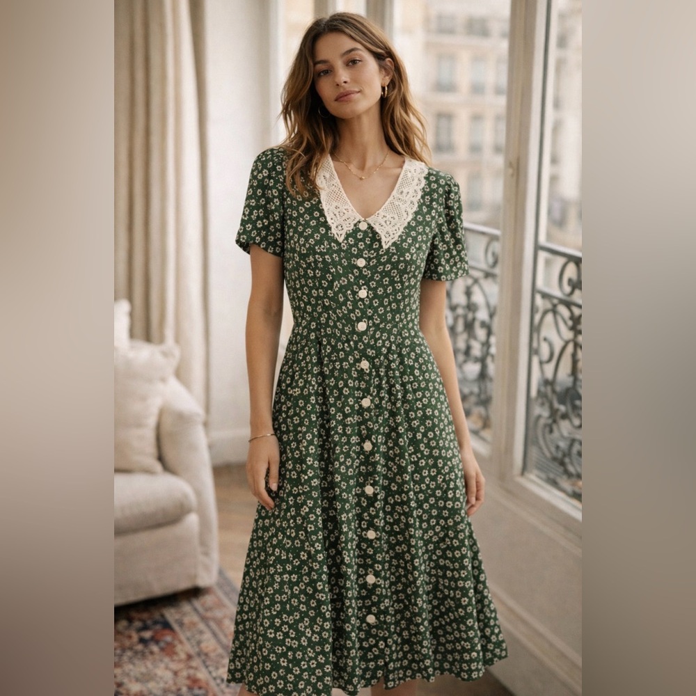 Vintage Floral Dress Cottagecore Sezane